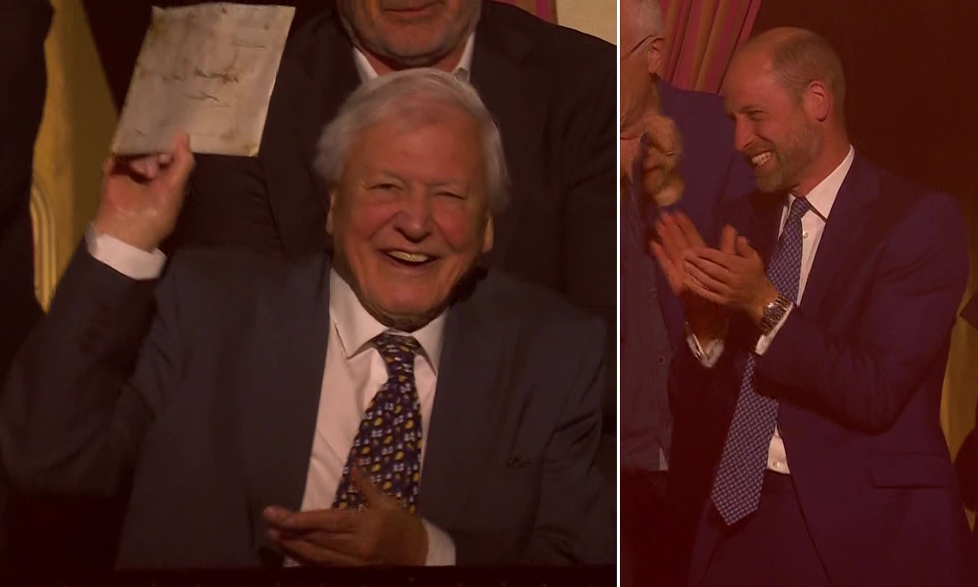 Beaming David Attenborough takes a seat beside Prince William at 100th ...