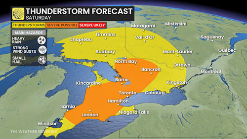 Severe thunderstorm risk may brew in Ontario on Saturday, stay alert