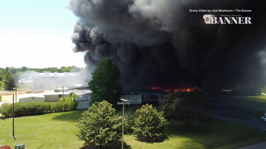 Crews battle large fire at plastics plant in Henry County, TN