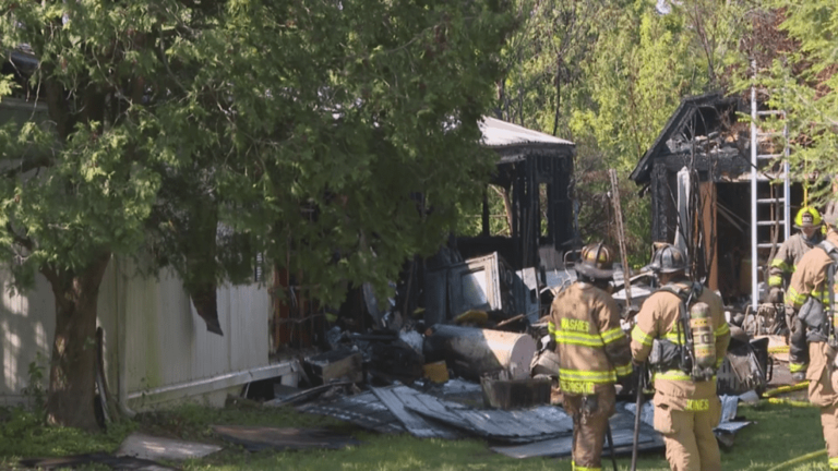 At least one firefighter hurt during mobile home fire