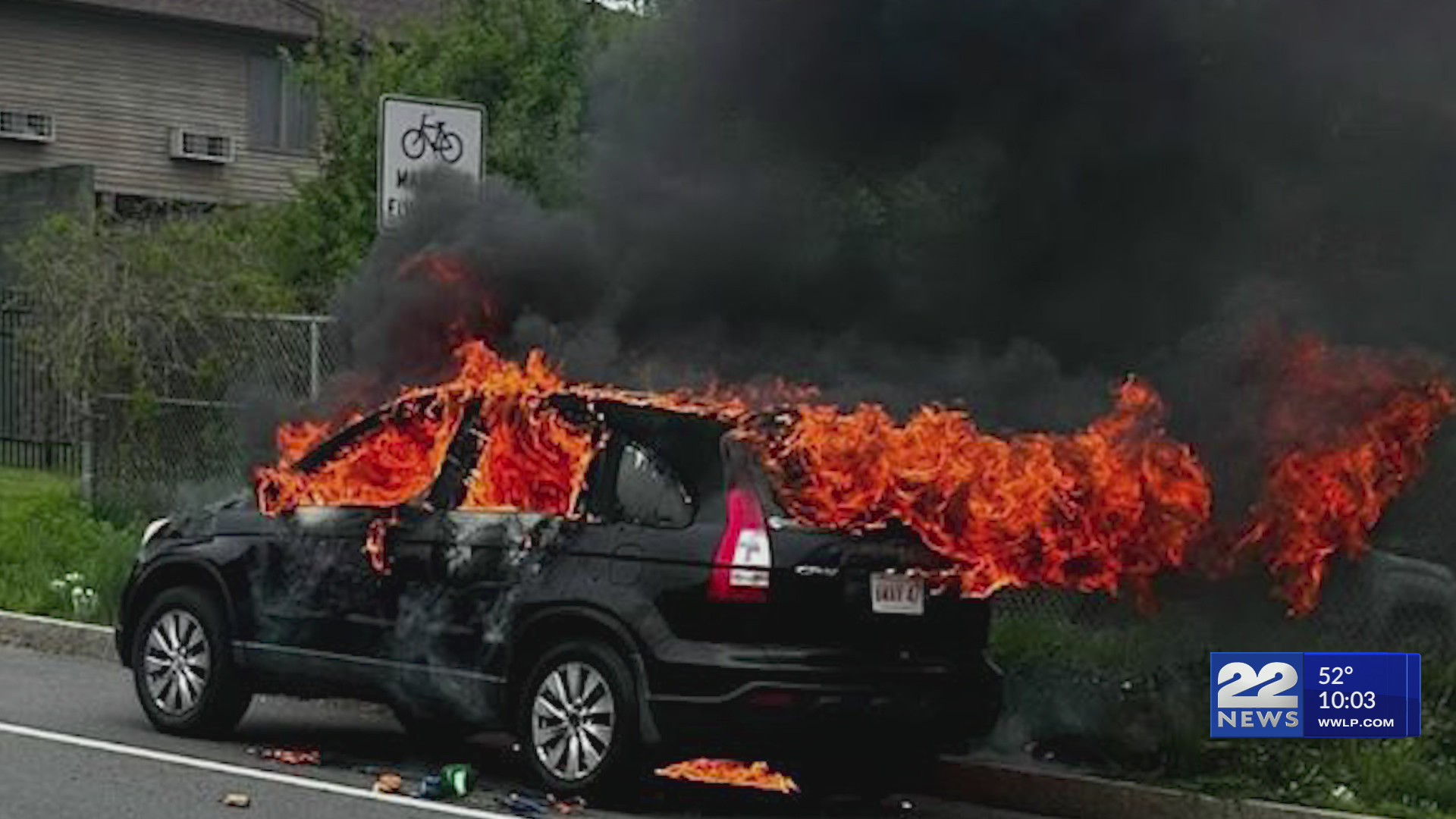 Photos: Car fire disrupts traffic in Holyoke