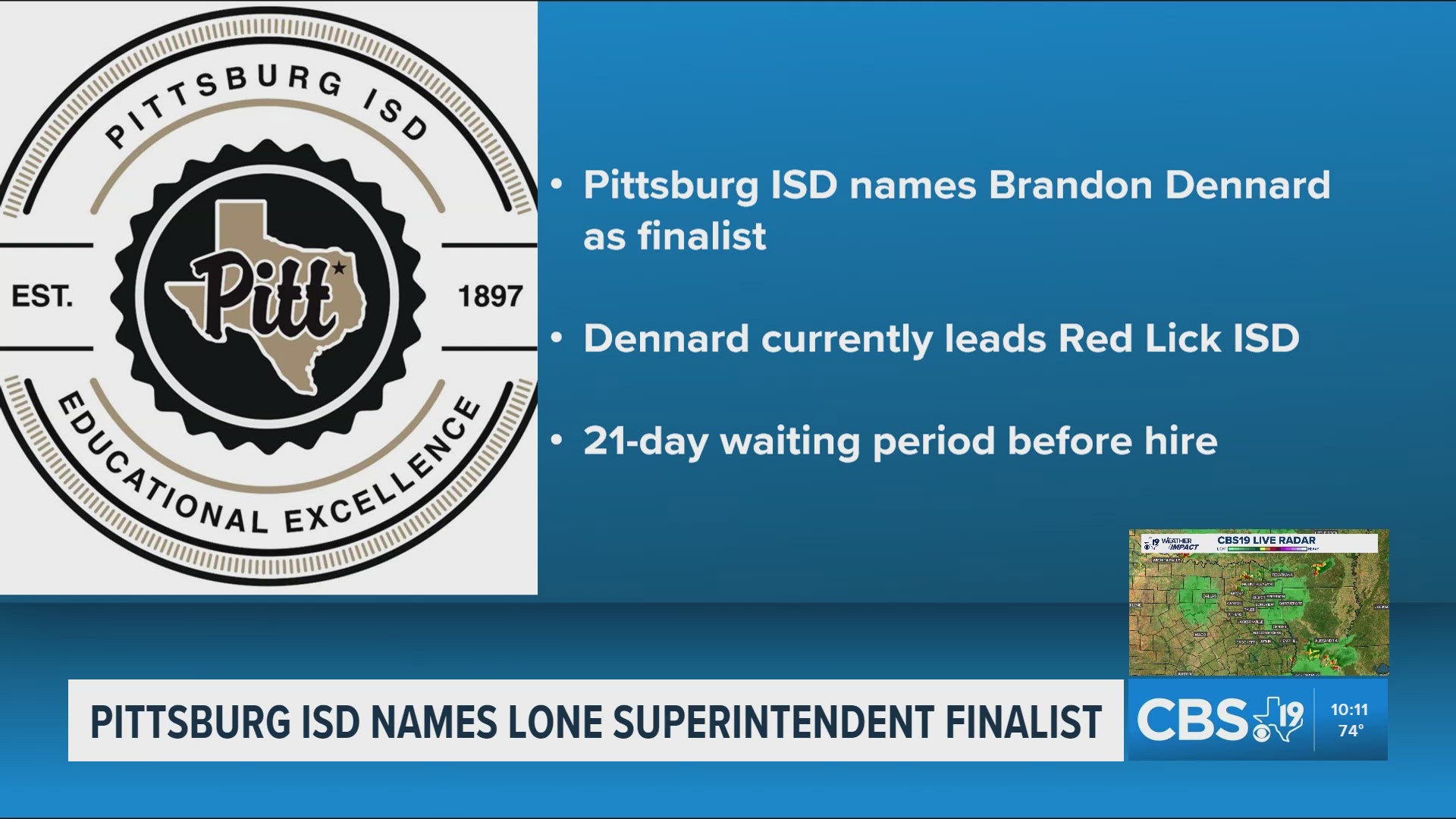 Pittsburg ISD names lone finalist for superintendent