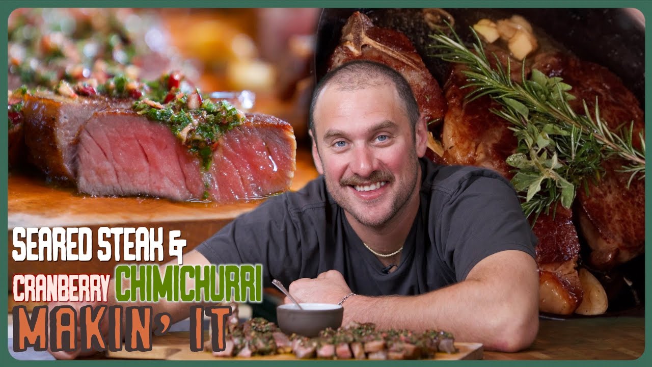 Sear the perfect steak topped with zesty cranberry chimichurri