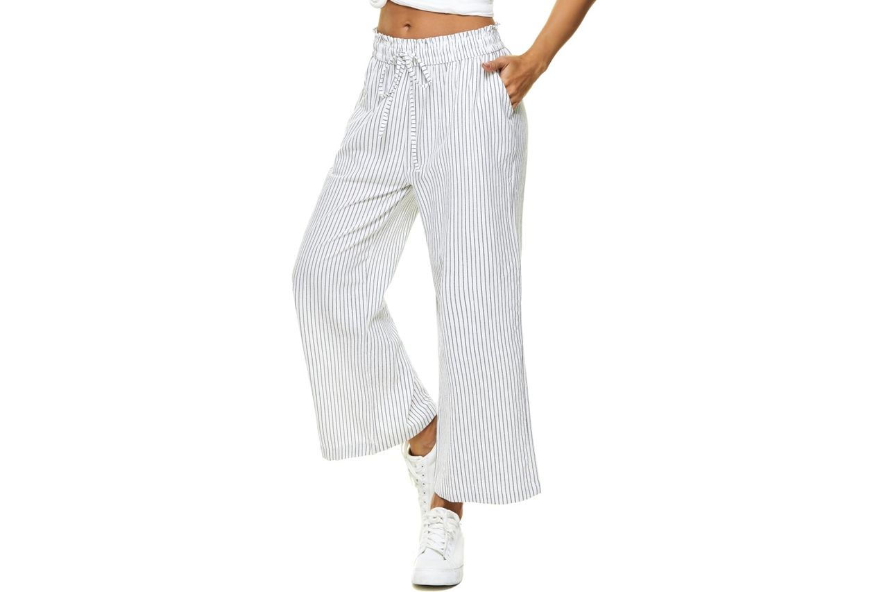 lnx womens linen capri pants wide leg