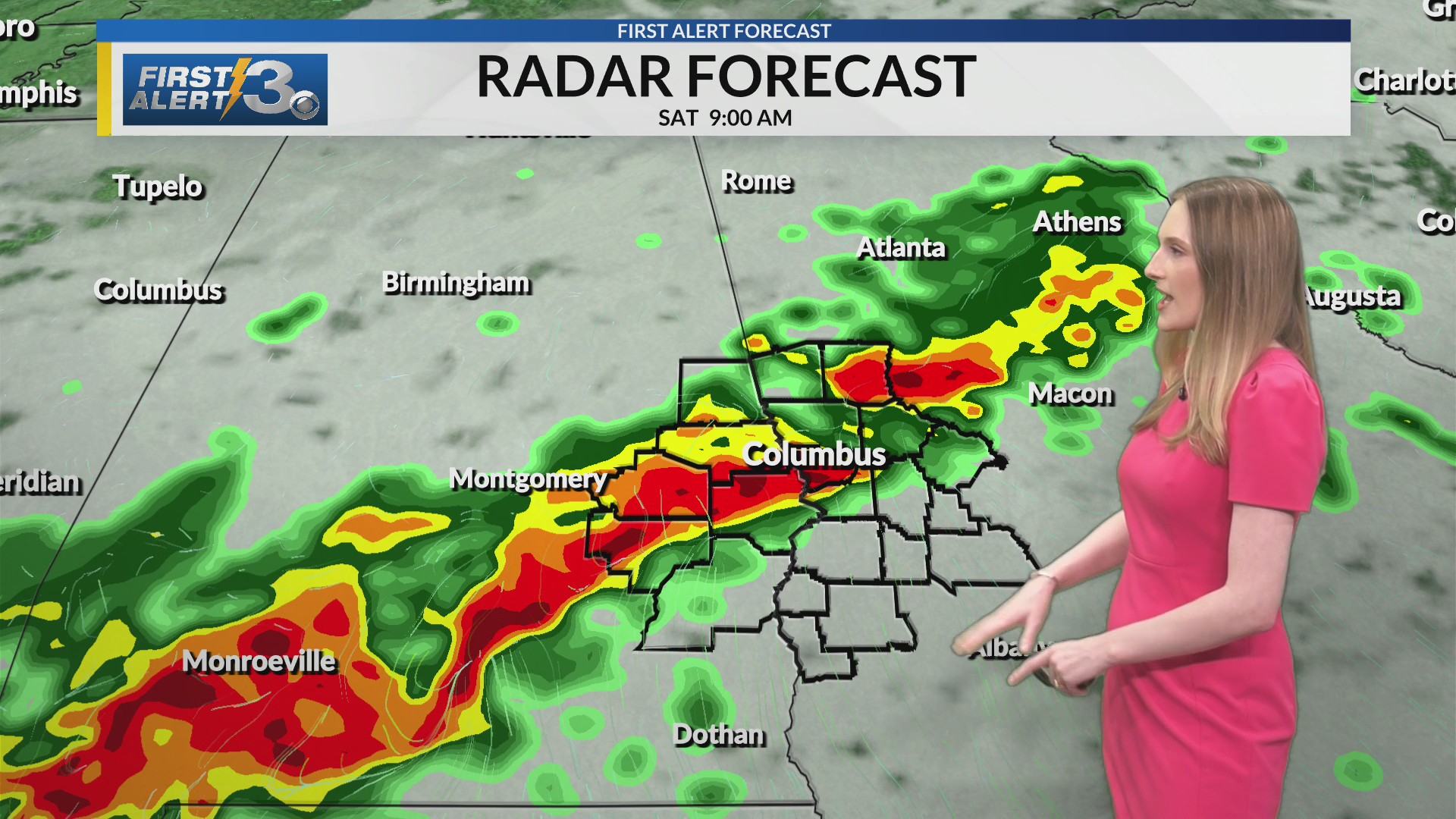 Columbus, GA weather Friday night (05/08/26)
