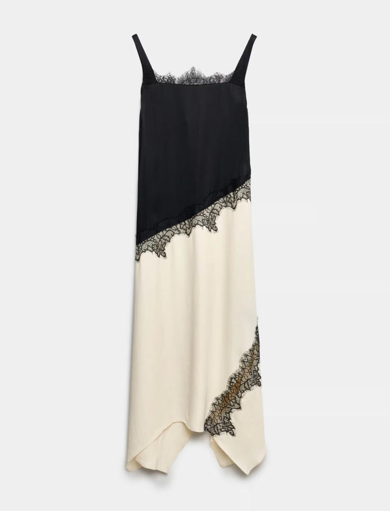 M&S just released the perfect holiday dress, and it gives satin a  flattering lace makeover for 59