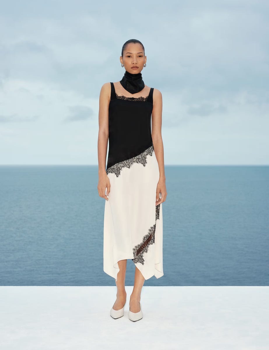 M&S just released the perfect holiday dress, and it gives satin a  flattering lace makeover for 59