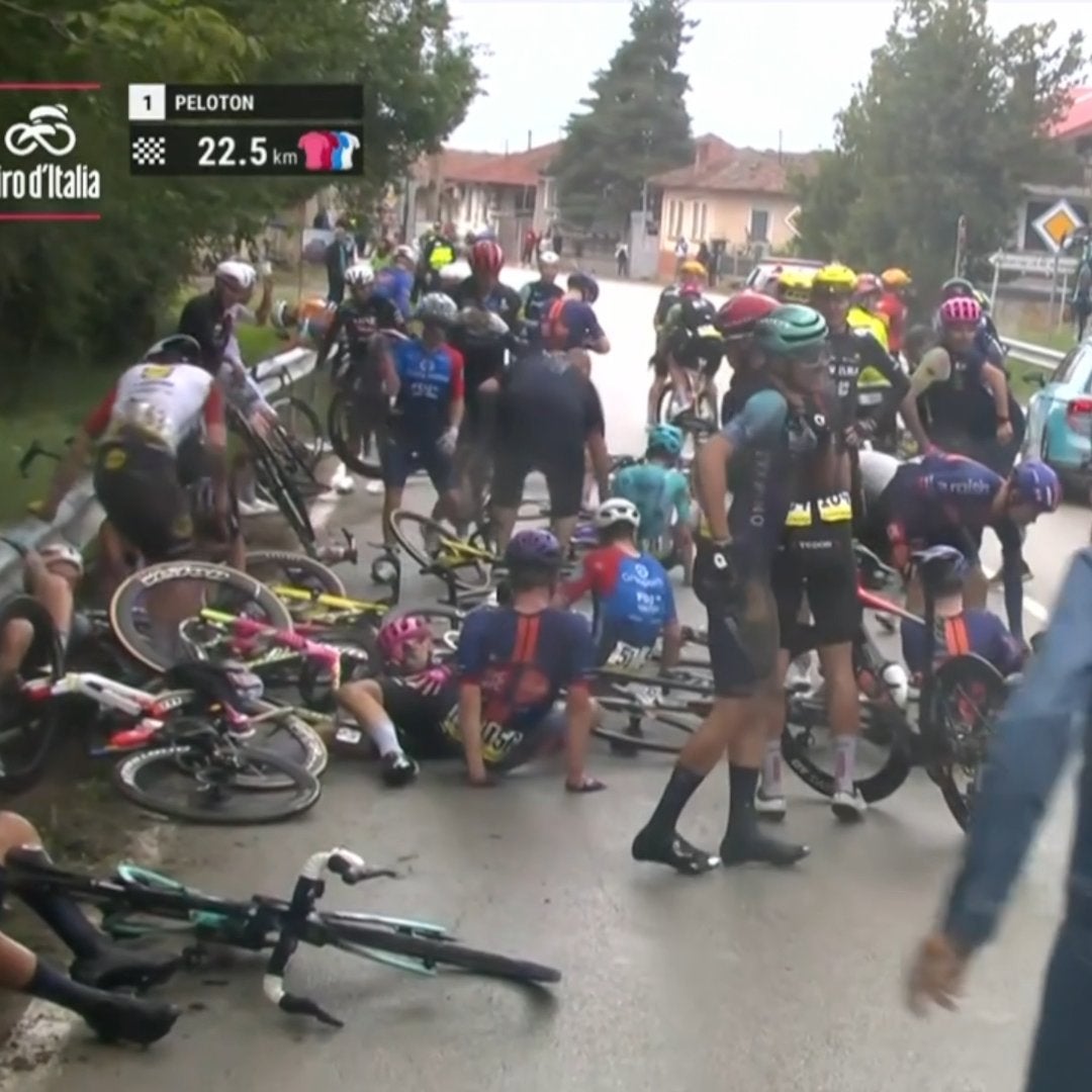 Brutal crash decimates Giro d'Italia stage 2, race neutralized