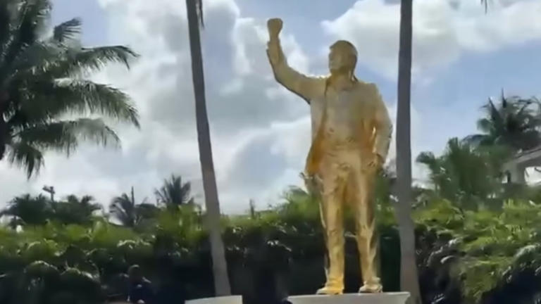 Trump's golden statue at Mar-a-Lago draws flak for resembling the ...