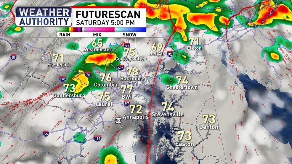 Tracking a few showers & storms for Mother's Day weekend in Maryland