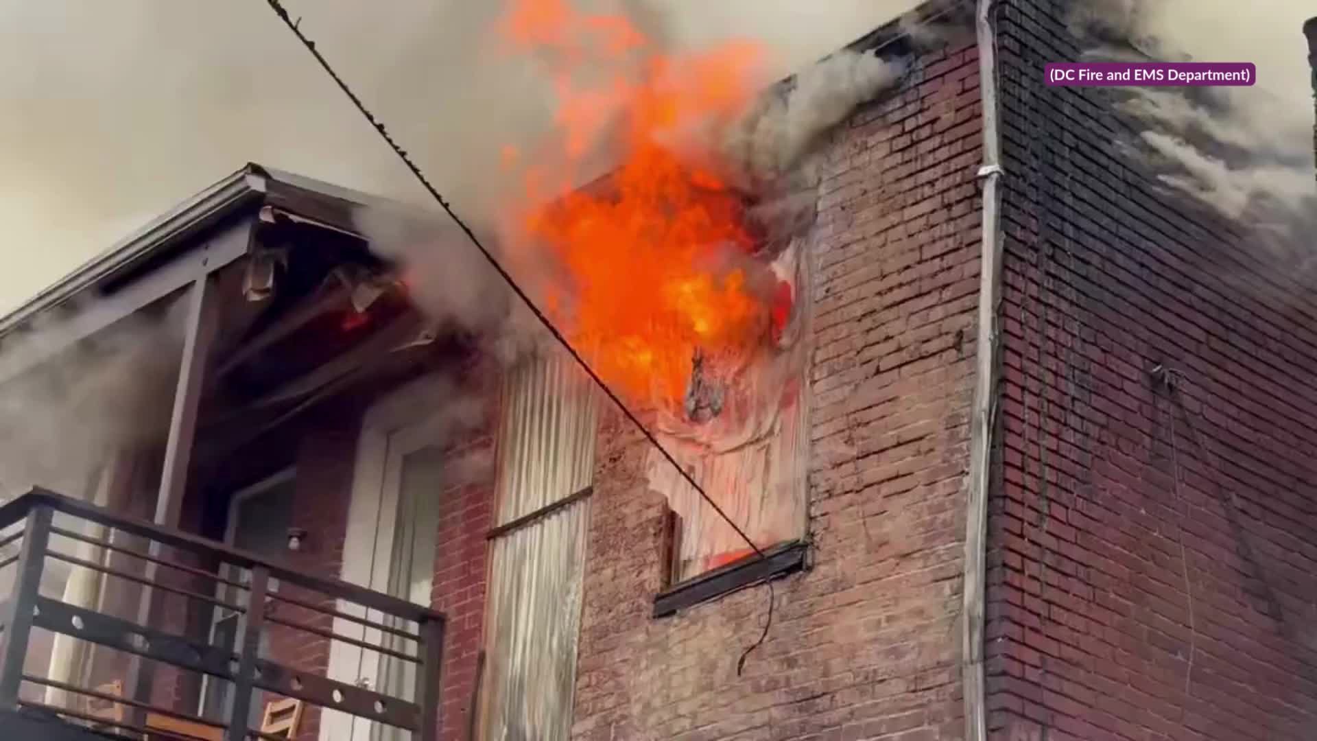 Crews battle large row house fire in Northwest DC