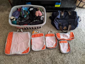 Reviewer's photo of the packing cubes, before packing