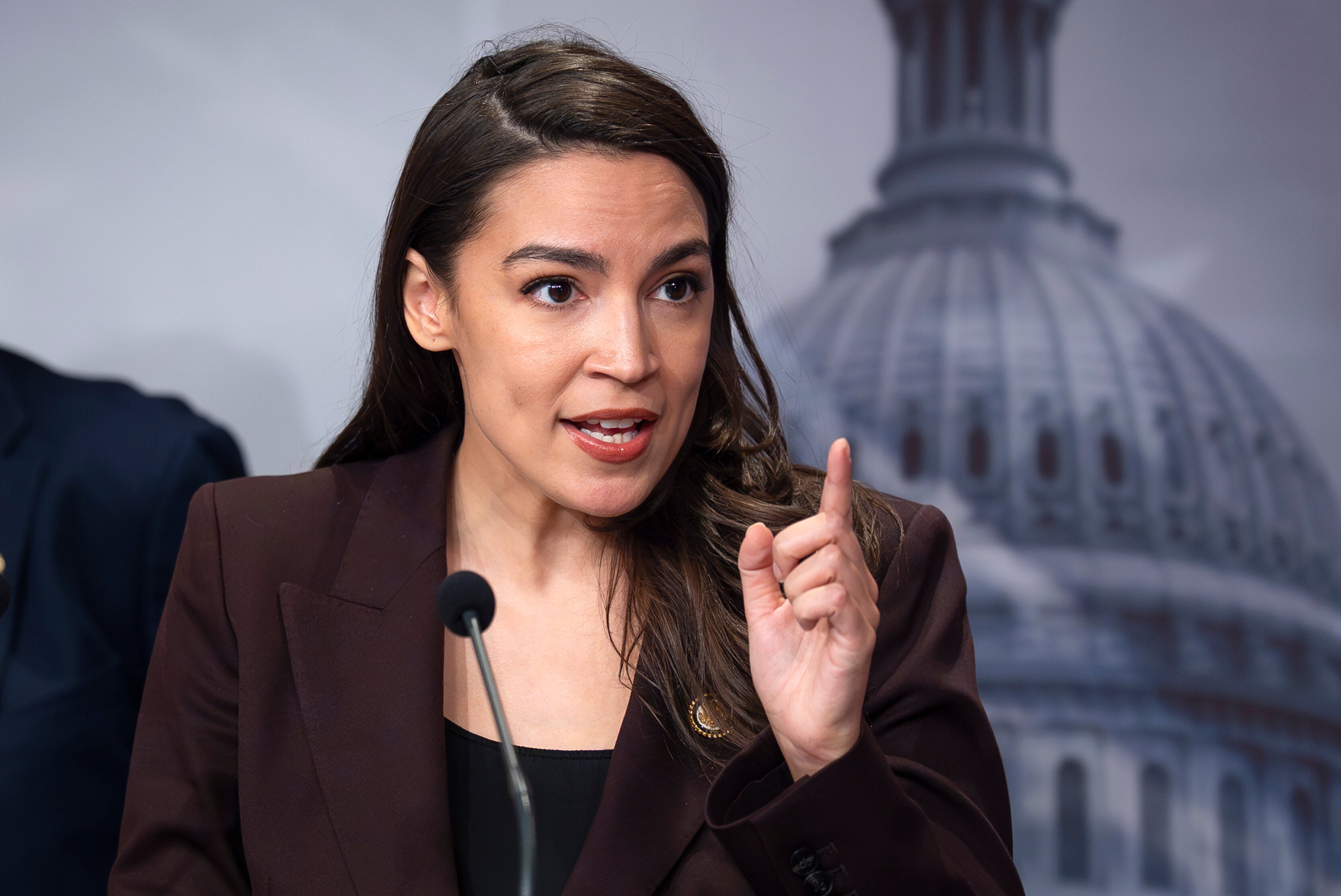 Rep. Alexandria Ocasio Cortez, D-N.Y., speaks during a news conference at the Capitol in Washington, Wednesday, March 25, 2026. (AP Photo/J. Scott Applewhite) (Photo: via Associated Press)