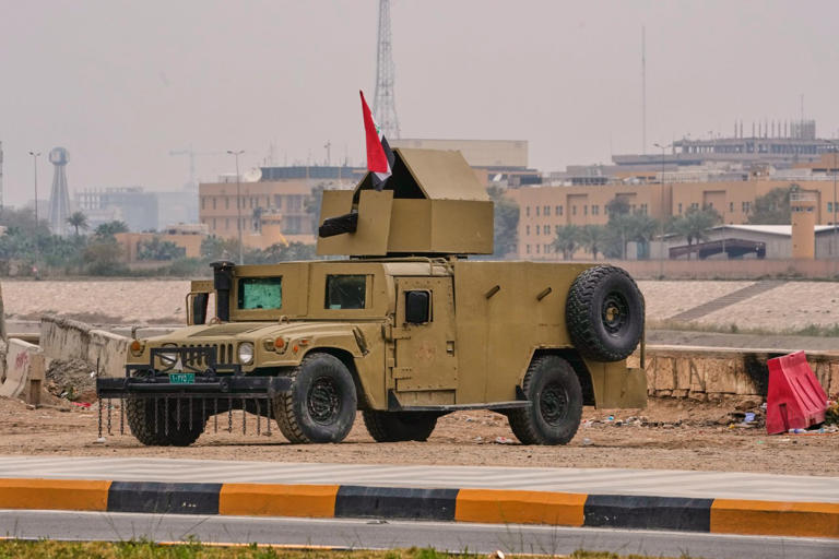An Iraqi army armored Humvee in Baghdad.