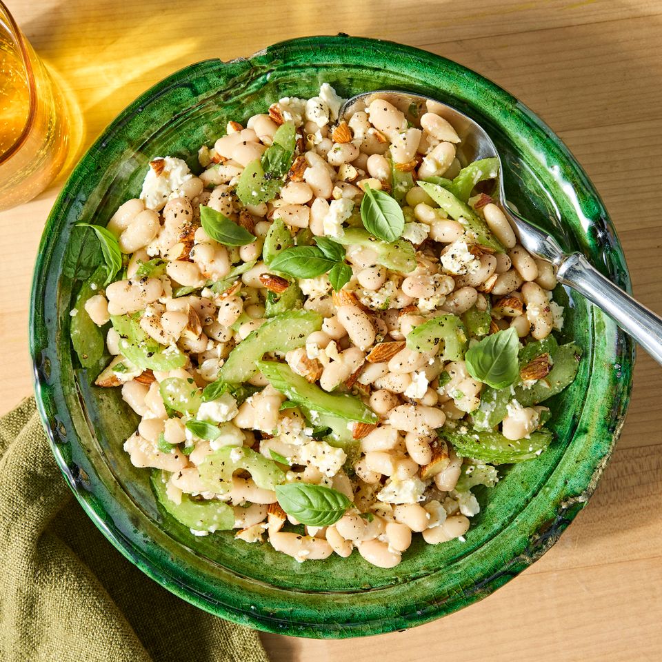 A recipe image of Dense Lemon-Garlic Bean Salad with Feta.
