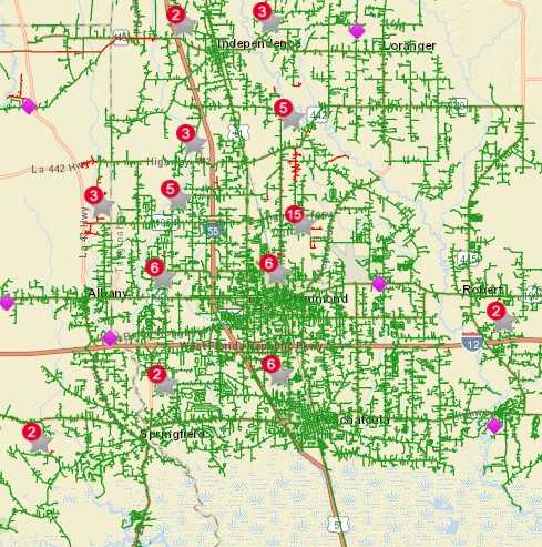 Southeast Louisiana areas without power due to severe weather