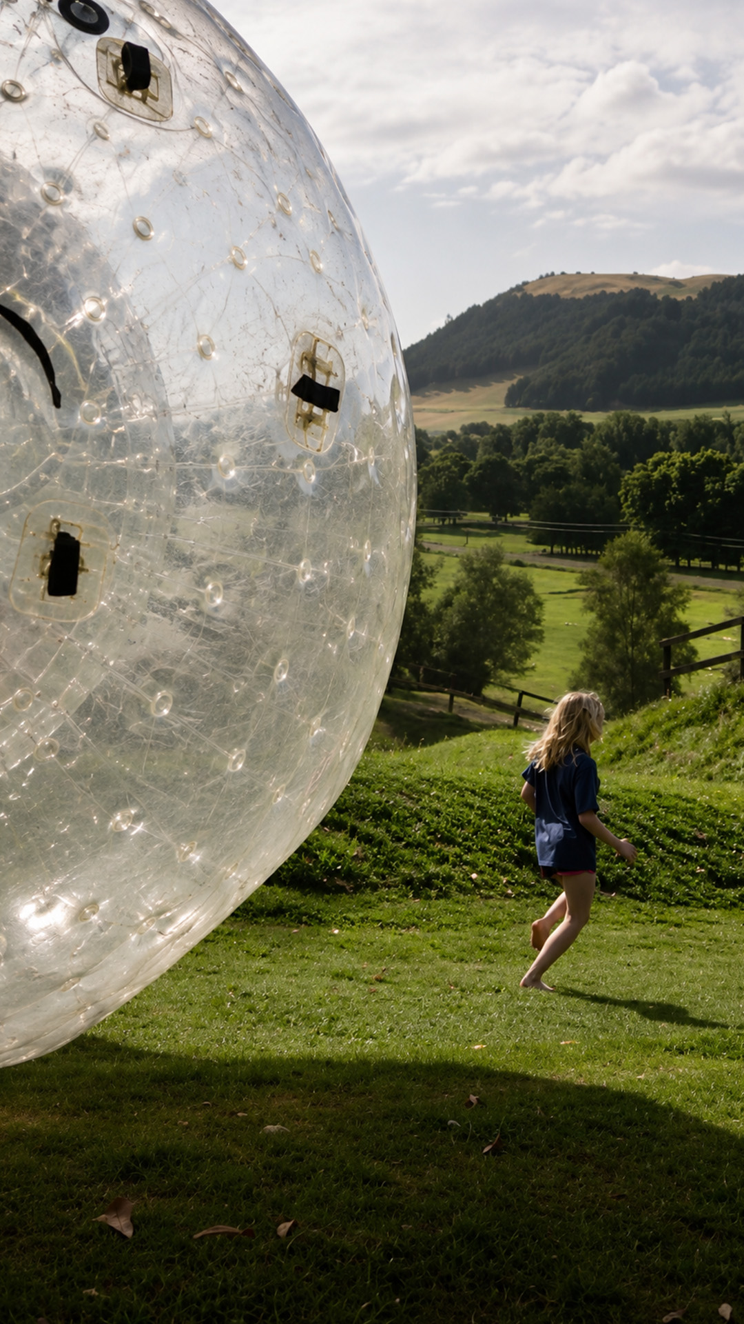 Running from a giant rolling ball on camera