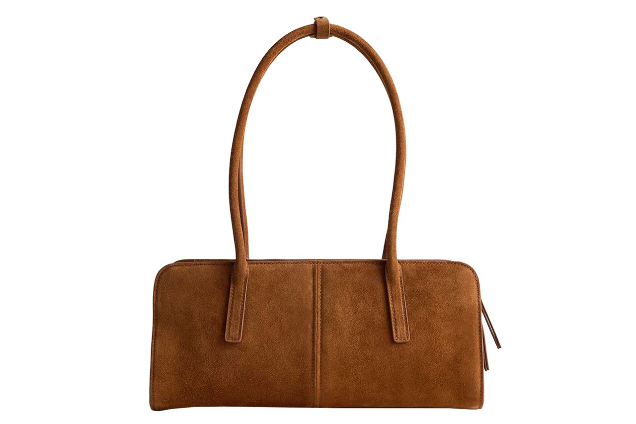 Italian Suede East-West Shoulder Bag