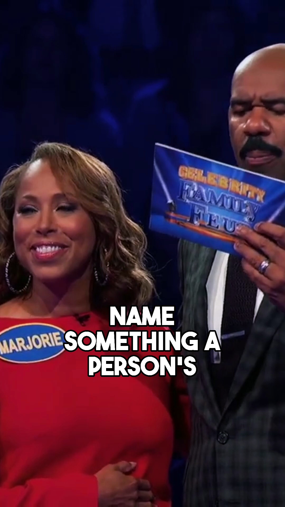 Steve Harvey Watches as His Wife Shine on Celebrity Family Feud
