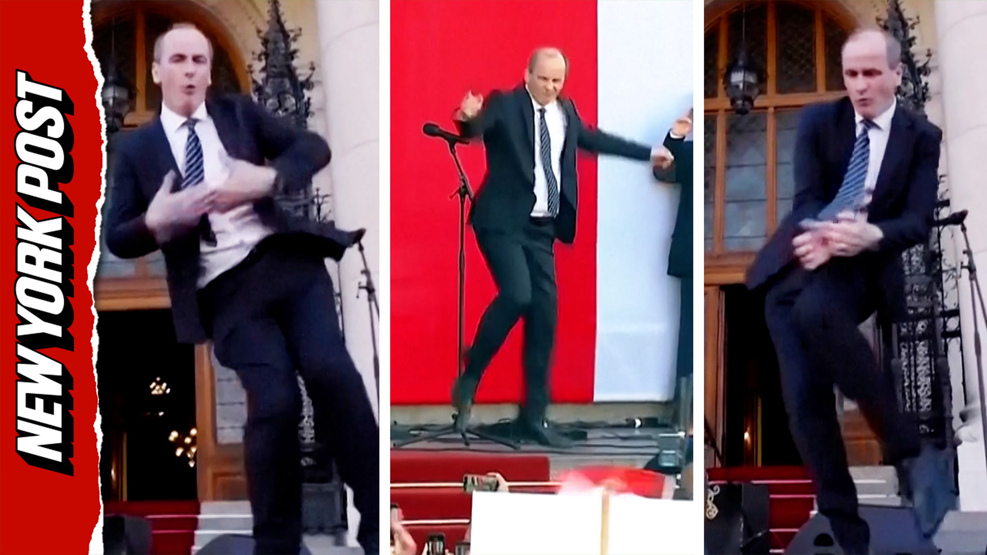 Crowd gets hyped as Hungary's famous dancing politician busts a move in ...