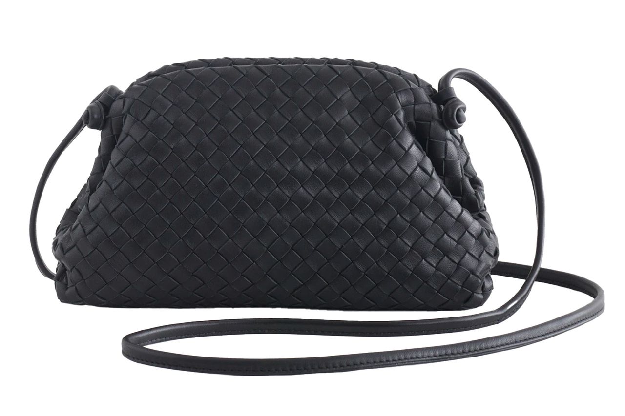 Italian Leather Handwoven Pouch Crossbody Clutch