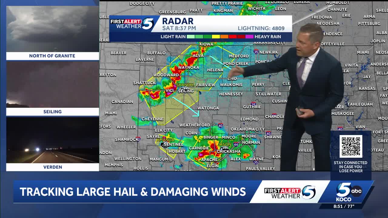 Oklahoma storms update: Tracking large hail and damaging winds on ...