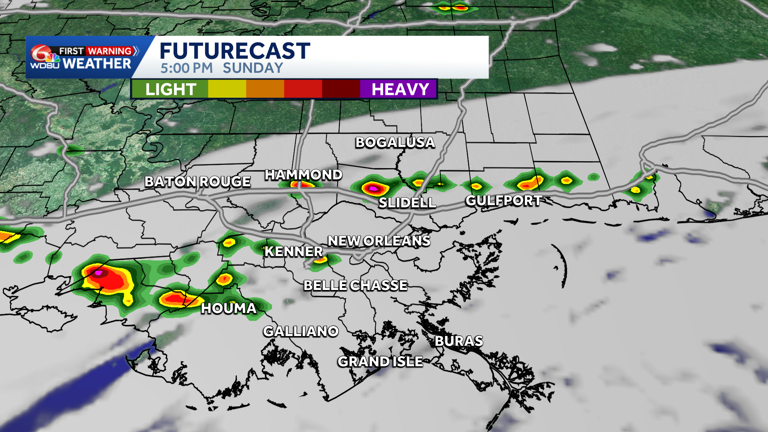 Heavy rain in southeast Louisiana Saturday with more rain in the forecast