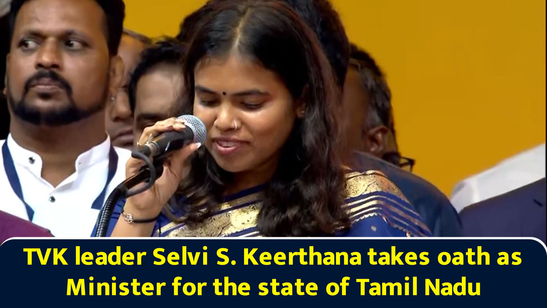 TVK leader Selvi S Keerthana takes oath as minister for the state of ...