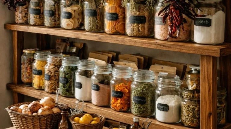 Easily give your kitchen spice rack a vintage upgrade with one simple swap