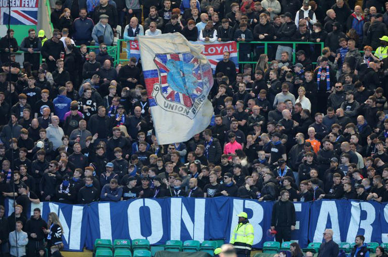 Union Bears banner unfurled by Rangers fans at Celtic Park after ultras ...