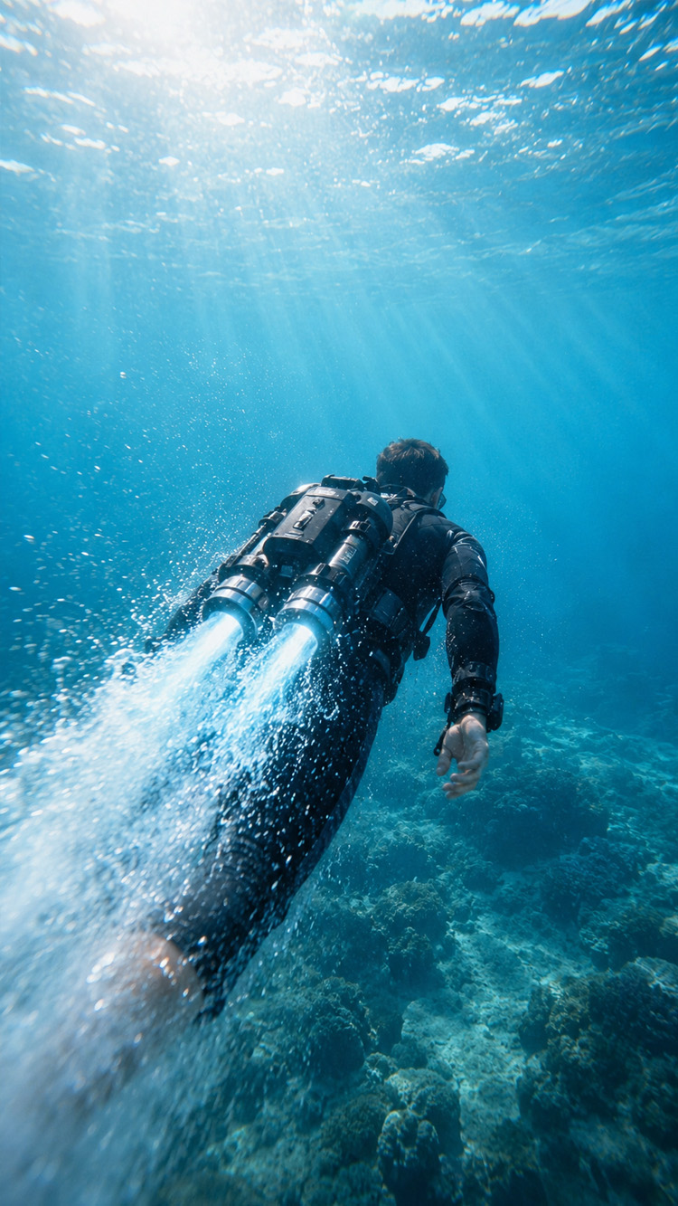 Jetpack ride sends riders flying beneath water