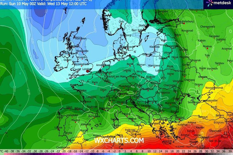 UK May weather maps show 13 counties hit by 30-hour snowfall in coming days
