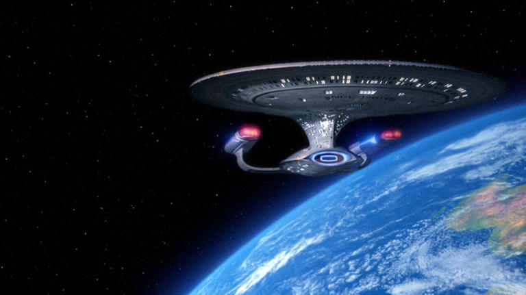 Enterprise D in space on Star Trek The Next Generation