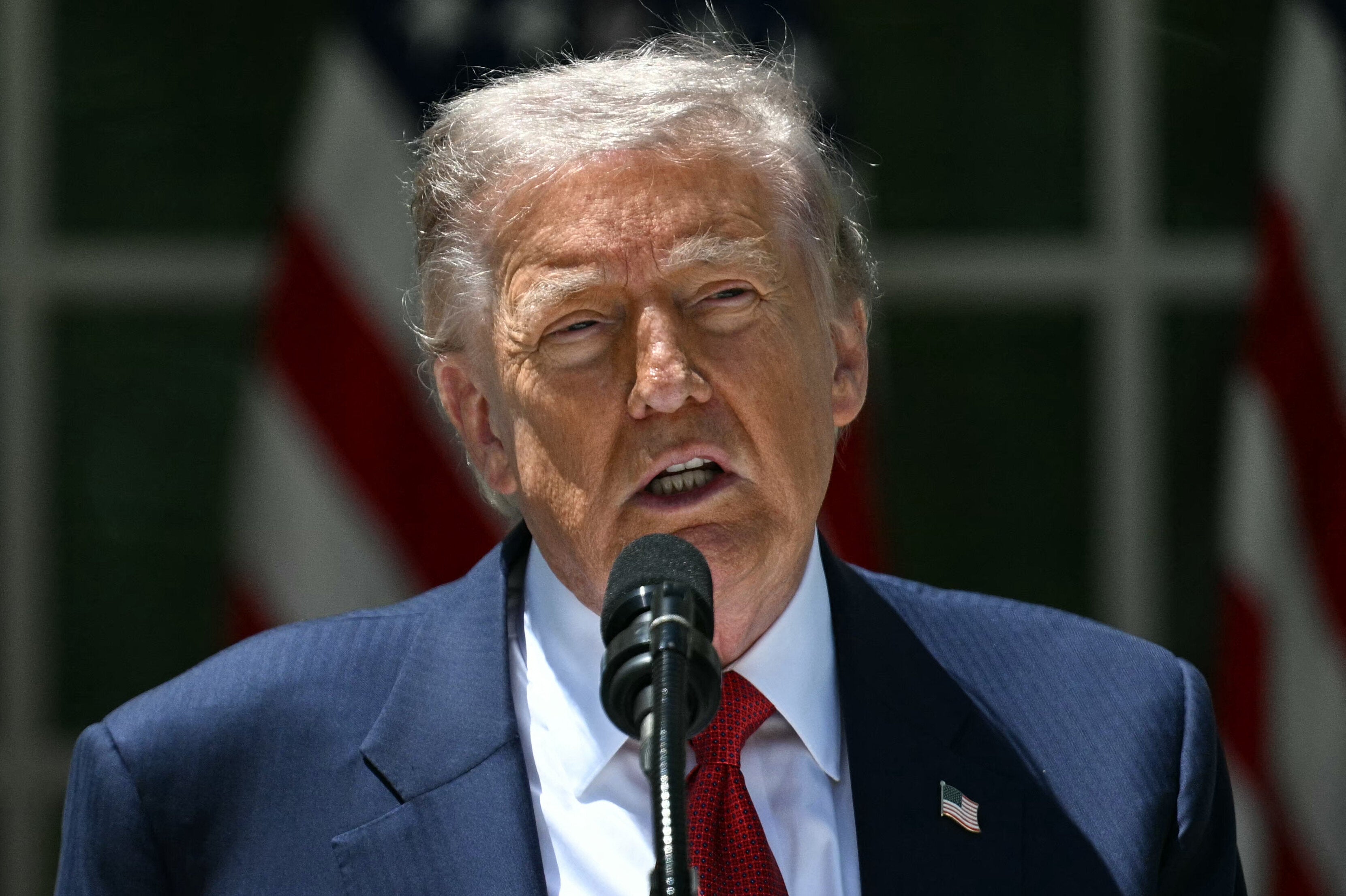 US President Donald Trump speaks during a Mother's Day luncheon in the Rose Garden of the White House in Washington, DC, on May 8, 2026. (Photo by Jim WATSON / AFP via Getty Images) (Photo: JIM WATSON via Getty Images)