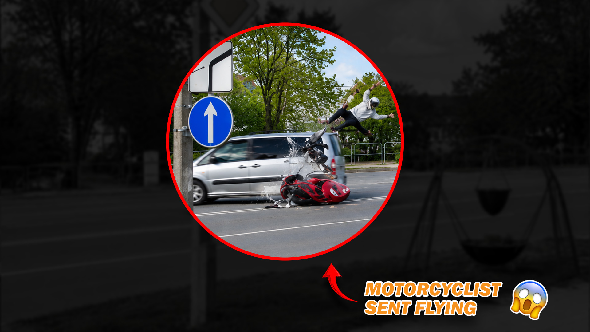 Speeding rider hits a van and gets thrown into the air
