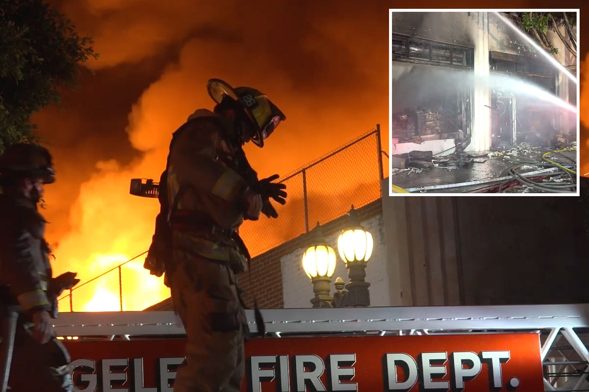 Massive inferno breaks out in downtown Los Angeles as 100 firefighters ...