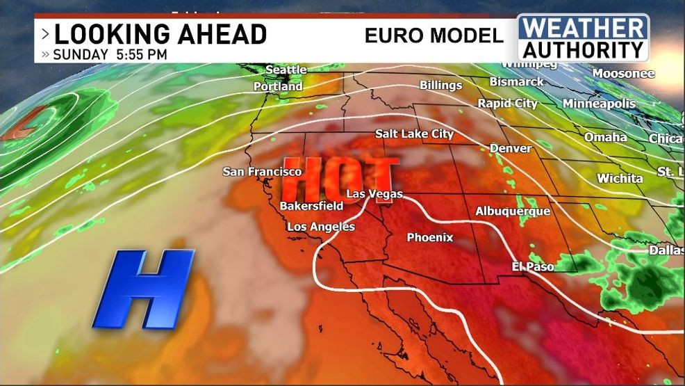 Sunday heat surges as high pressure builds, with highs in the mid to ...
