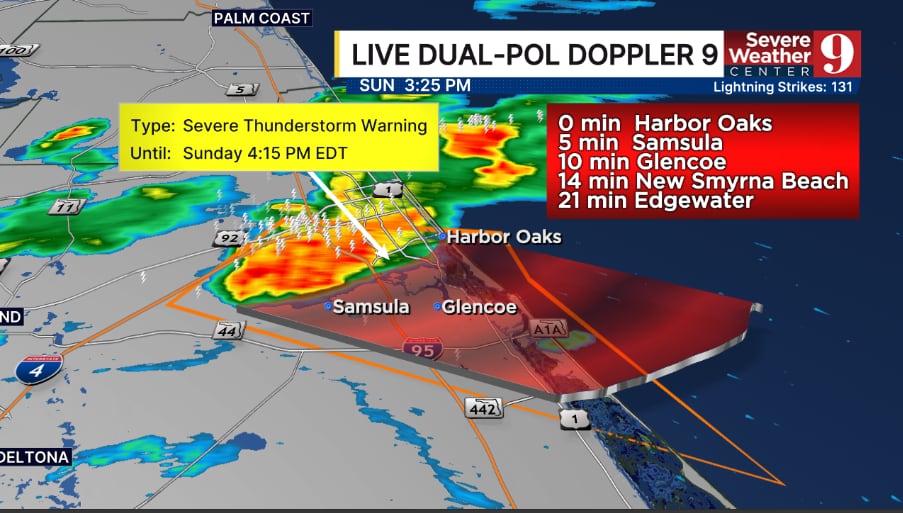 Severe thunderstorms threaten Central Florida with large hail and lightning