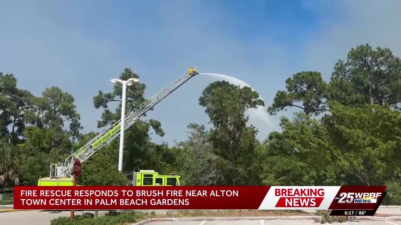 Fire rescue responds to brush fire near Alton Town Center in Palm Beach ...