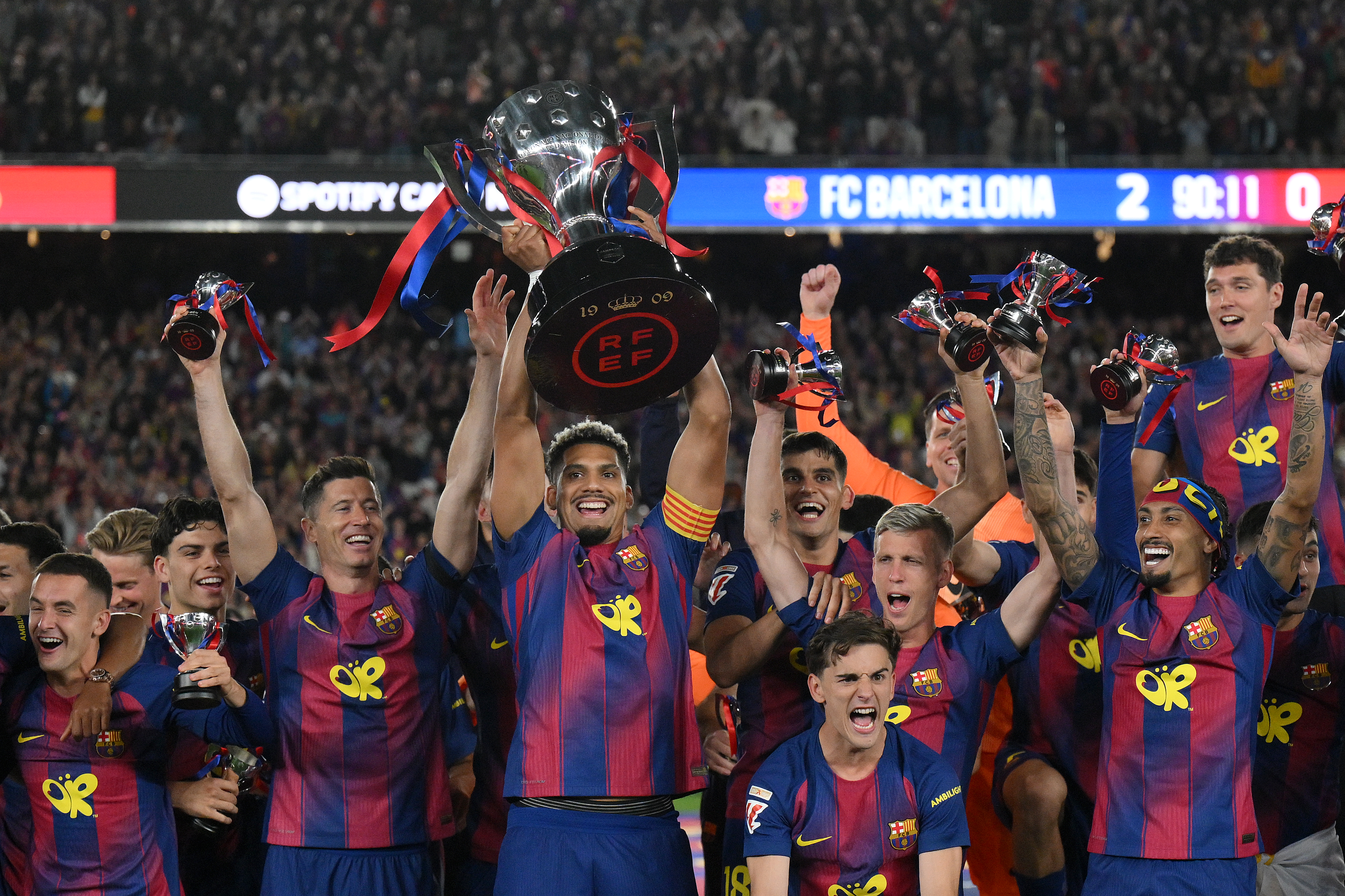 Barcelona beat Real Madrid 2-0 in El Clasico to retain La Liga title