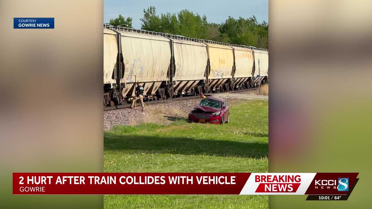 Train collides with car in Webster County, leaving two injured