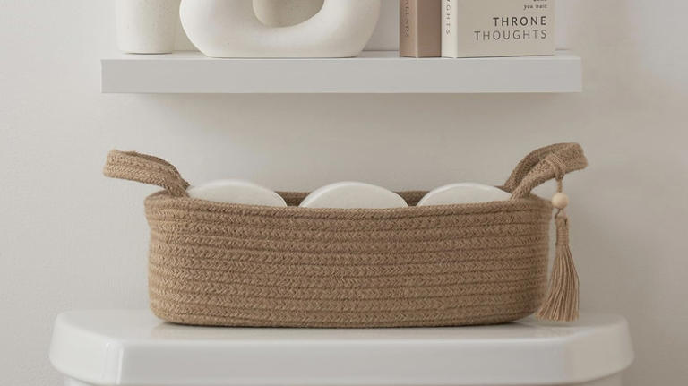 Not acrylic bins: Baskets are a better way to keep bathroom clutter hidden