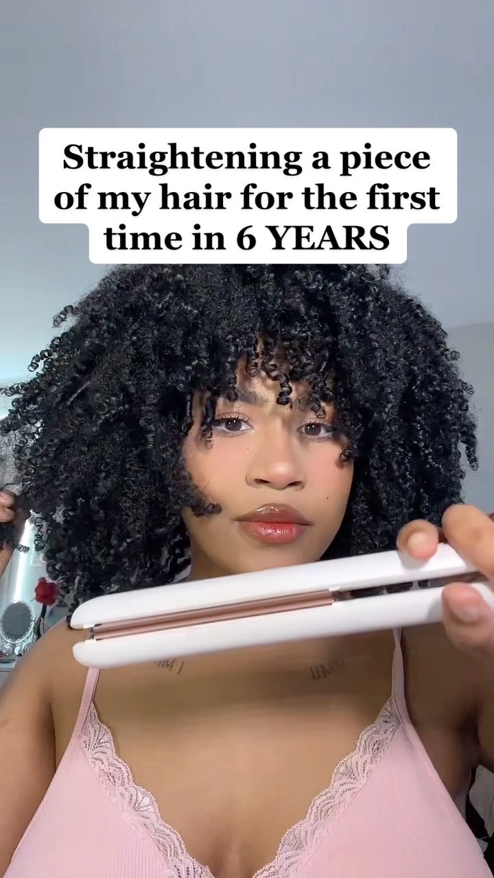 Blowout look on curly natural hair