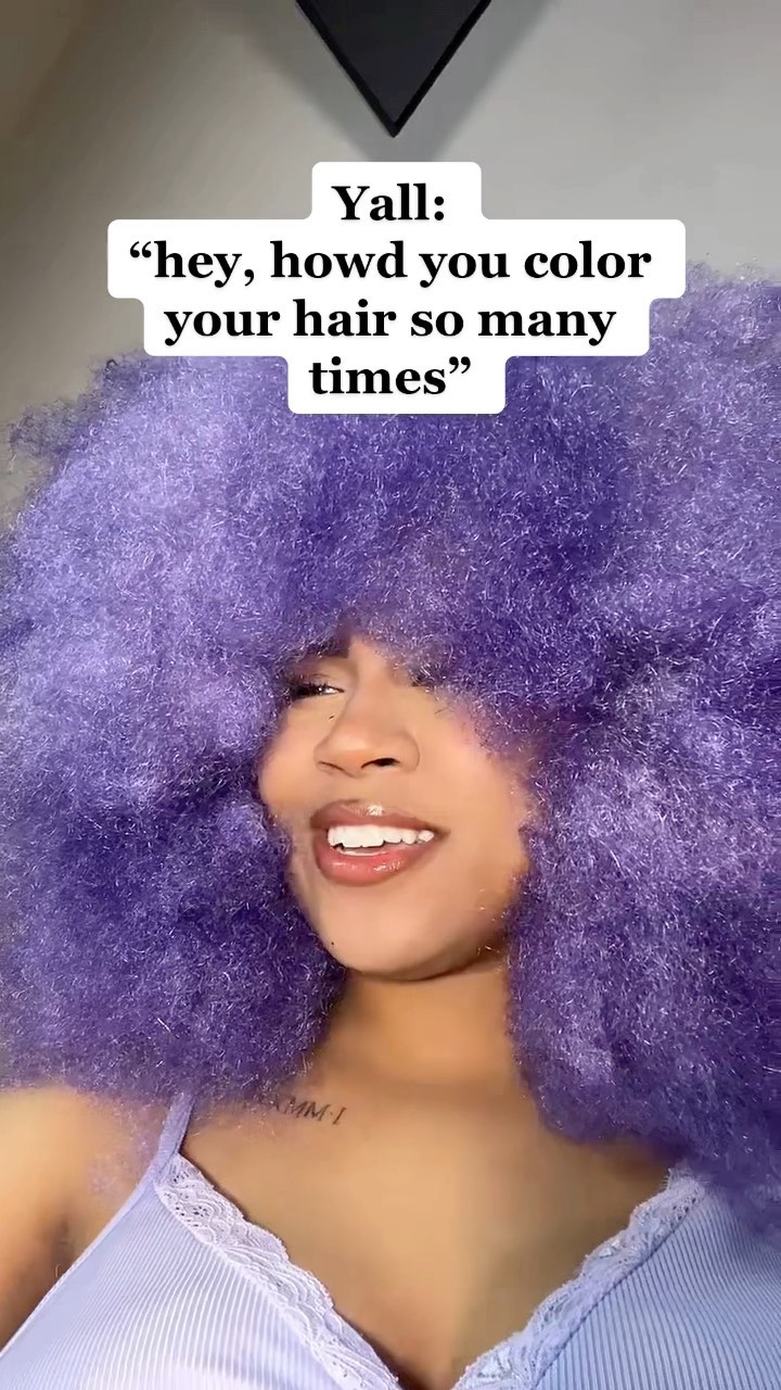 Purple Wig Natural Hair Afro Style Look