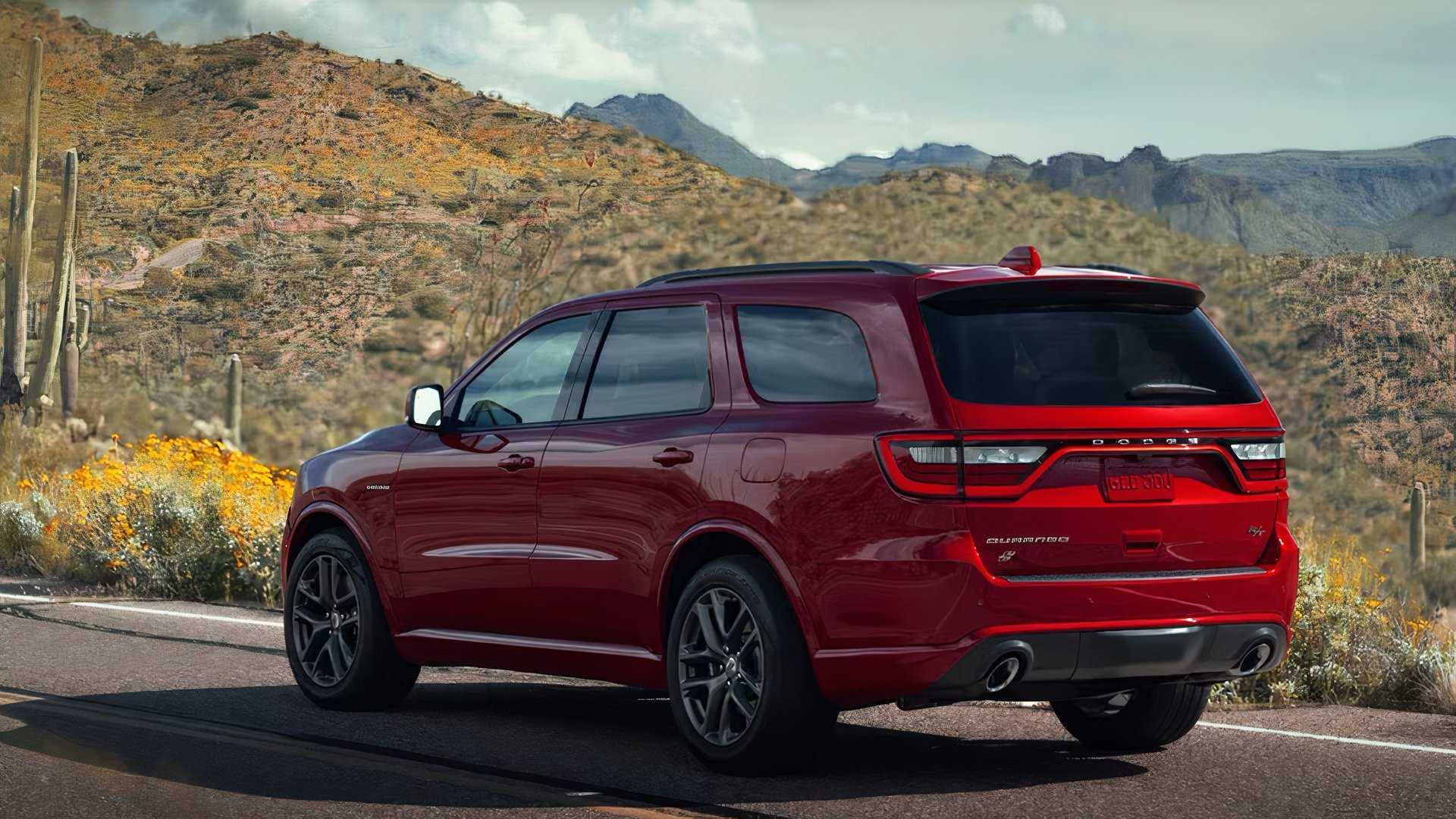 Rear 3/4 shot of 2025 Dodge Durango parked on road