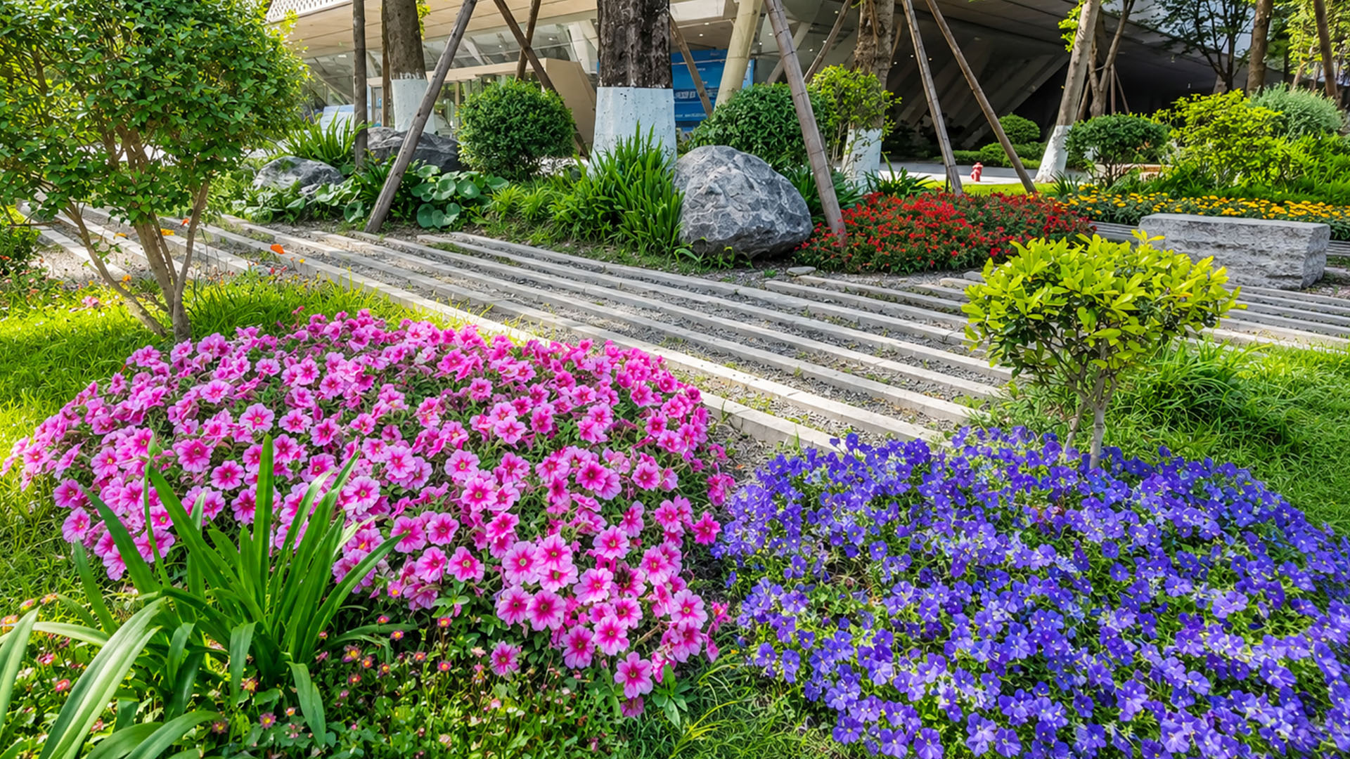 Flower filled walkways support comfortable public spaces across Chinese ...