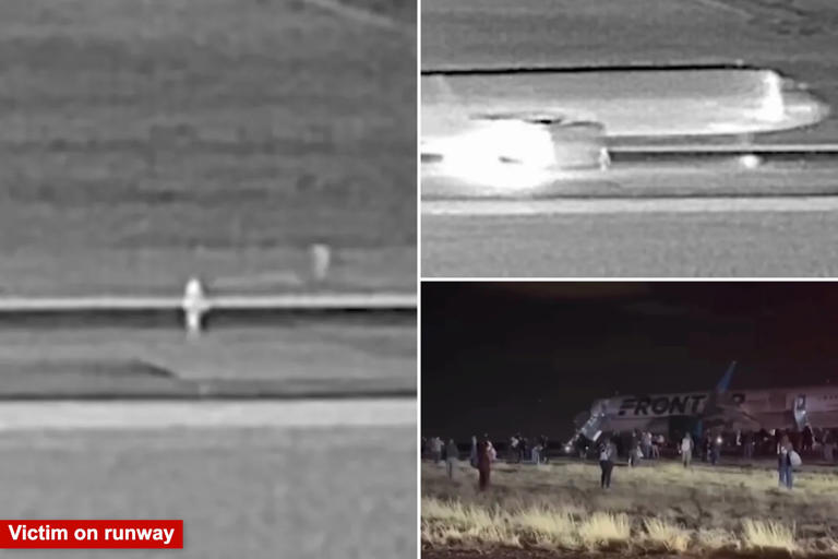 Moment Frontier Airlines plane strikes person on Denver runway seen in ...