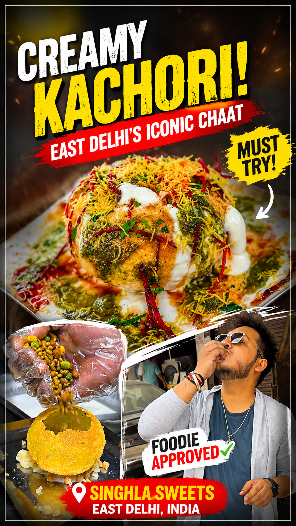 Raj kachori in East Delhi India | Creamy kachori chaat at Singhla ...