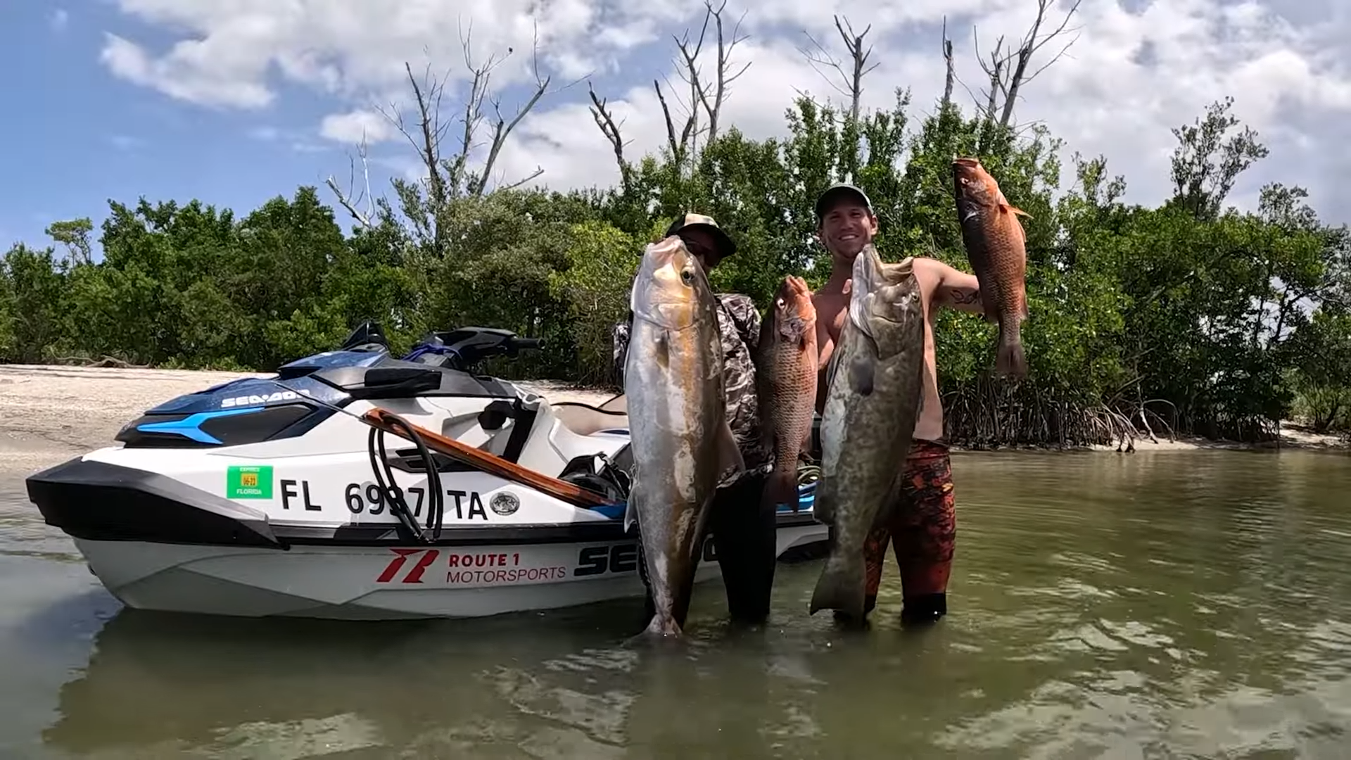 Giant sea monsters started surrounding their jet ski offshore - caught ...