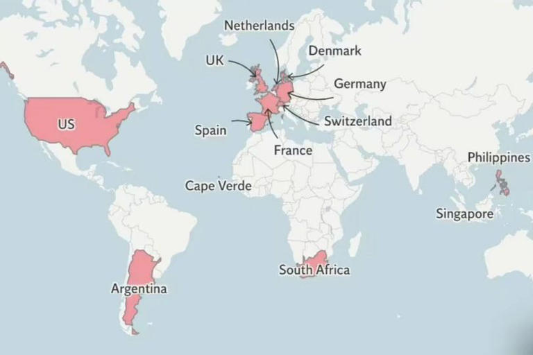 Hantavirus map shows full list of countries with cases linked to cruise ...